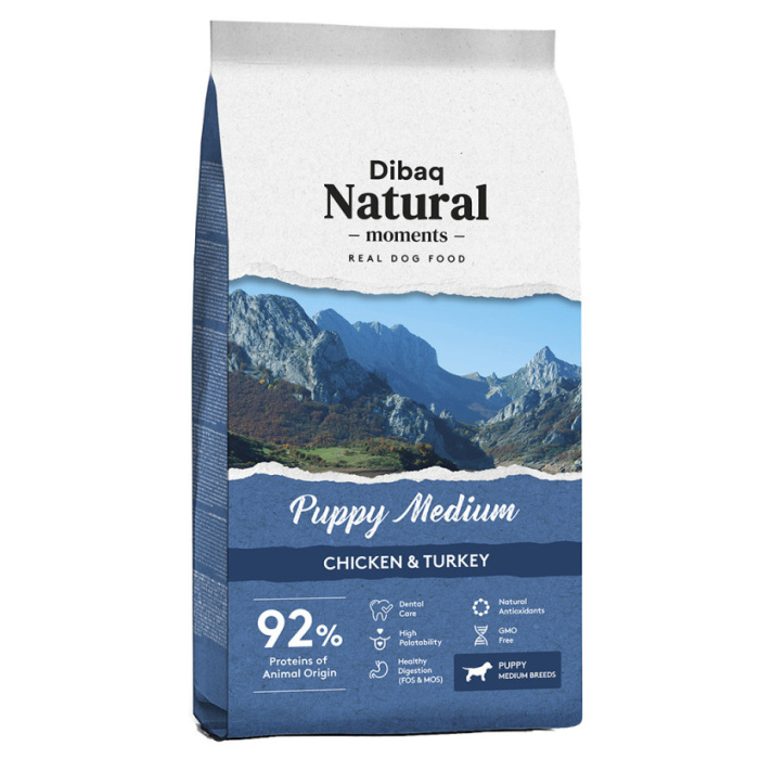 Dibaq Natural Moments Puppy Medium Pollo y Pavo Pienso Para Perros - Pienso para Perros