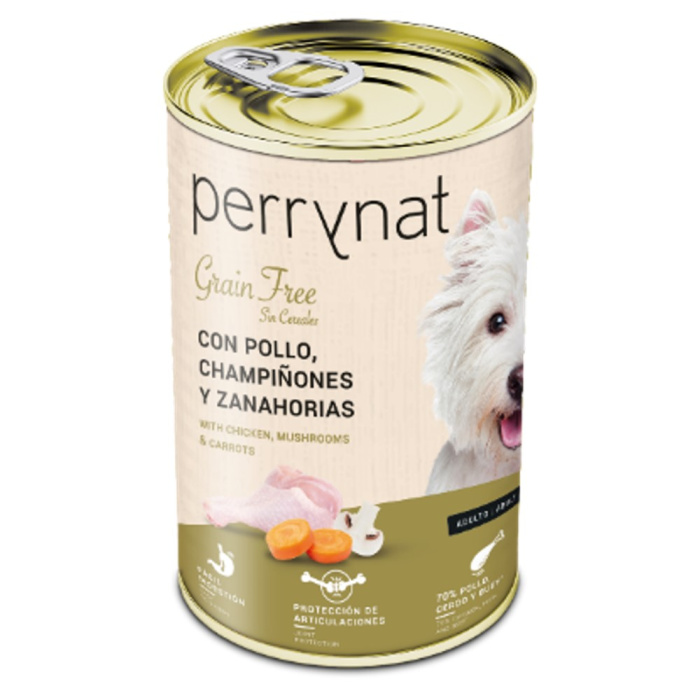 Perrynat Grain Free Pollo Champiñoes y Zanahoria Lata Para Perros - Comida humeda Perros