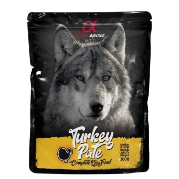 Alpha Spirit perro pouch pate pavo