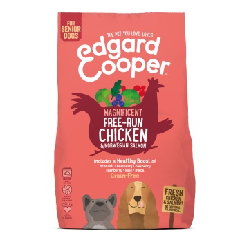 Edgard Y Cooper Pienso de pollo y salmón sin cereales para perros senior