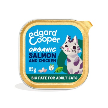 Edgard Y Cooper Paté de salmón y pollo ecológicos sin cereales para gatos