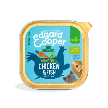 Edgard Y Cooper Tarrina de comida para perros con pollo ecológico y pescado sin cereales 