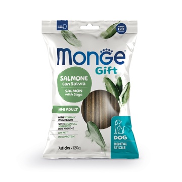 Monge Gift Perros Mini Dental Sticks Para Adultos Salmon Y Salvia