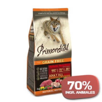 Primordial Pienso Sin Cereales Para Perros Adultos Con Búfalo Y Caballa